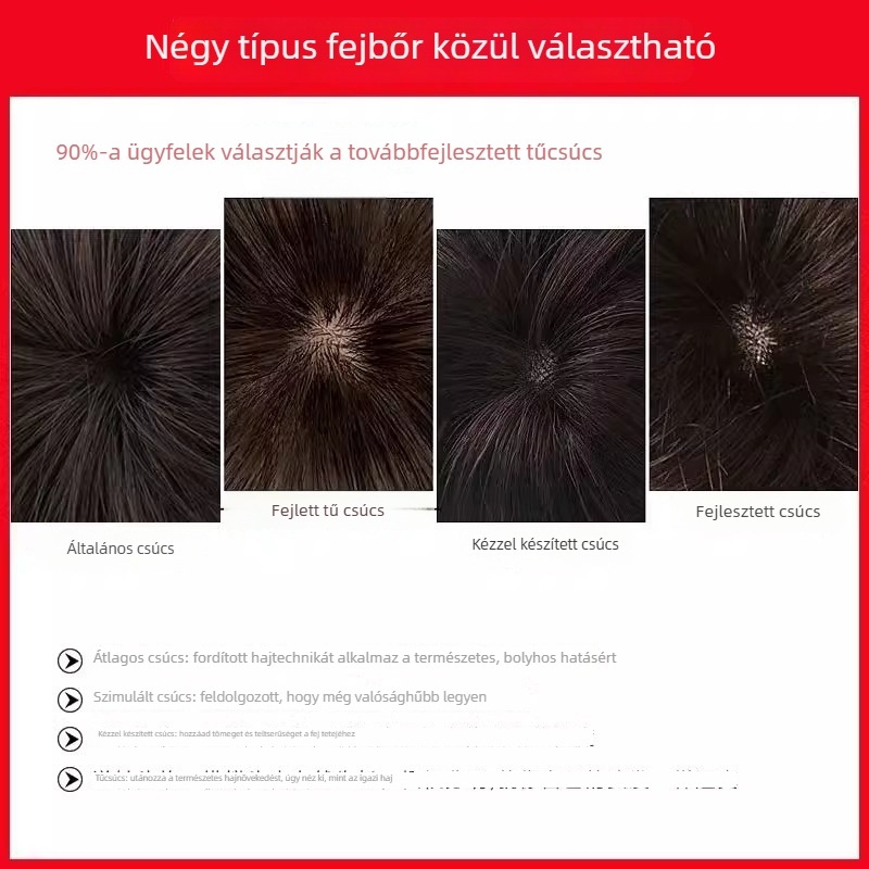 Női paróka - rövid göndör haj, koreai stílus, emberi haj, ősz haj fedése, nem festhető