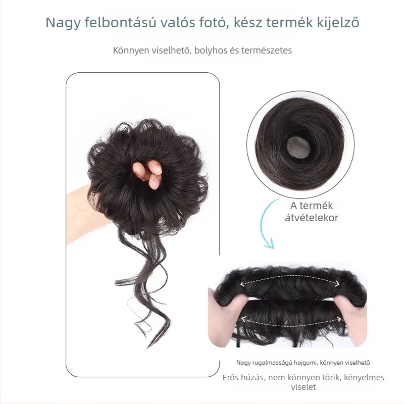 Gyerek paróka kettős kontyokkal és hajkiegészítővel – dragon beard flower bud stílusú fejfedő, hajgumi