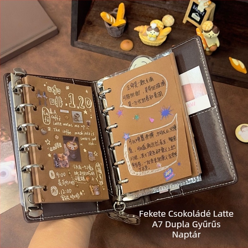 PU fedeletű dupla gyűrűs jegyzetfüzet, leválasztható DIY napló, 80 g/m² papír, 1–50 oldal, kreatív stílus