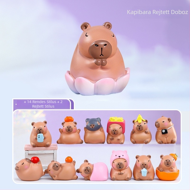 Capybara gyanta figurka — aranyos stílus, Noguan márka, gyanta alkotás, kész ajándék