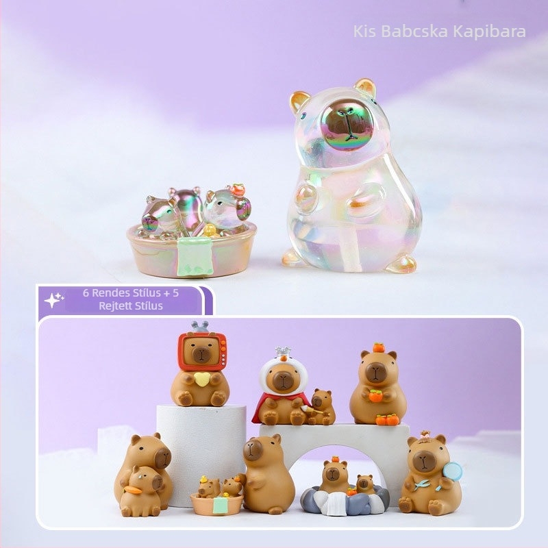Capybara gyanta figurka — aranyos stílus, Noguan márka, gyanta alkotás, kész ajándék
