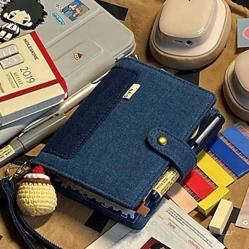 M6 denim tervező - 6 gyűrűs iratrendező, hordozható Ins-stílusú ütemező, zsebnotesz
