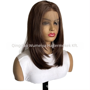 Rövid, rétegzett bob paróka, természetes megjelenés, Lace Front AMY-2424, hőálló rostok