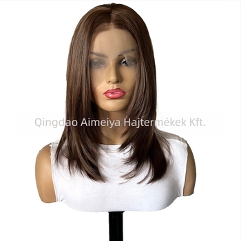 Rövid, rétegzett bob paróka, természetes megjelenés, Lace Front AMY-2424, hőálló rostok