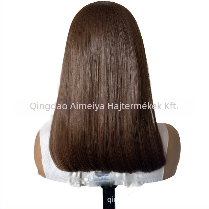 Rövid, rétegzett bob paróka, természetes megjelenés, Lace Front AMY-2424, hőálló rostok