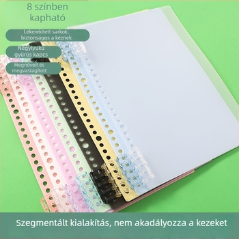 A4 kötőfedél; A5 PP matt lemez; 26 lyuk; B5 kötőhéj; 20 lyuk a szabadleveles maghoz