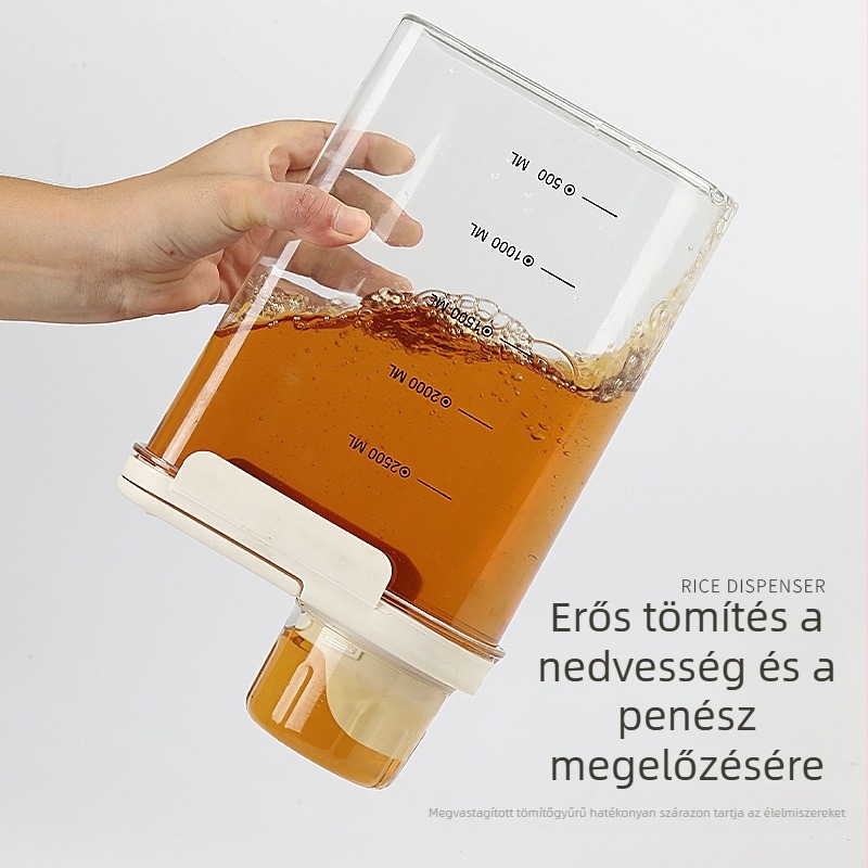Élelmiszer-minőségű zárható gabonás tároló, átlátszó falakkal, rovar- és nedvességálló