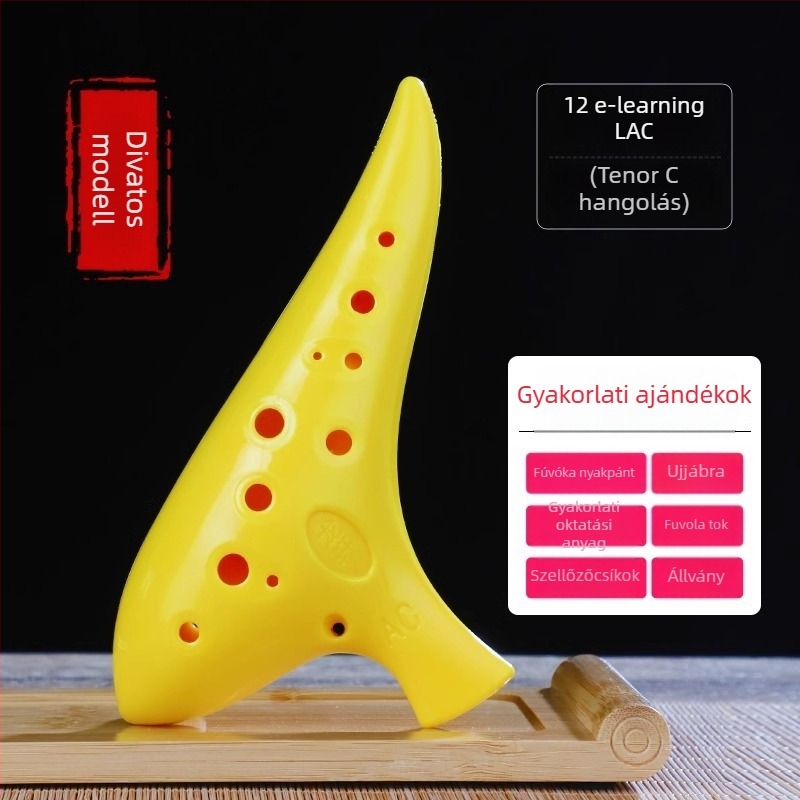 12‑lyukú ocarina, gyanta anyagú, ac-tonus, középtónusú C, kezdőknek