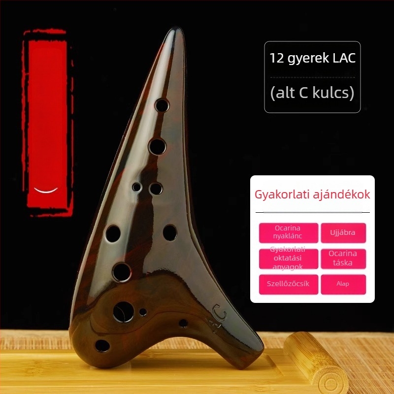 12‑lyukú ocarina, gyanta anyagú, ac-tonus, középtónusú C, kezdőknek