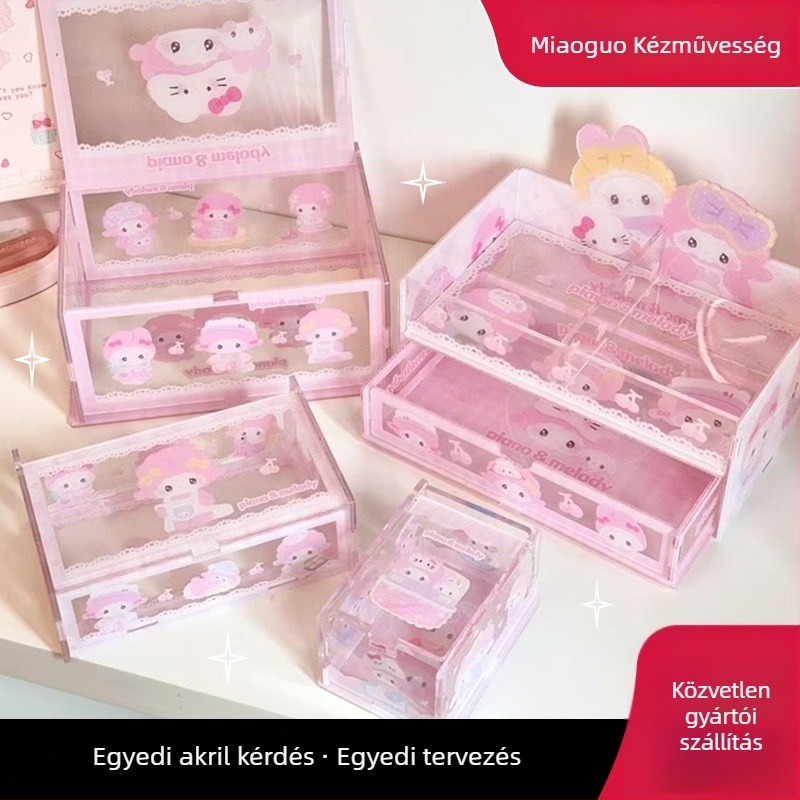 Akril tároló doboz, modell 001, porvédett, modern minimalista stílus, logó nyomtatás elérhető