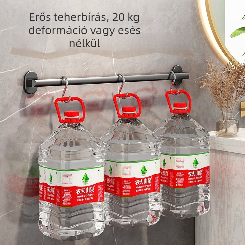 Falihoz szerelhető papucs- és törölközőtartó, fúrás nélkül, rozsdamentes acél, 1 szint, fürdőszoba