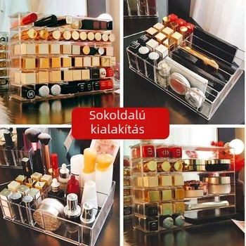 Sminktároló doboz osztókkal — rúzs és púder egyben álló, műanyag (PS), 1 L kapacitás
