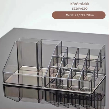 16 rekeszű átlátszó akril rúzs-tároló asztali használatra, kozmetikai tároló fedél nélkül