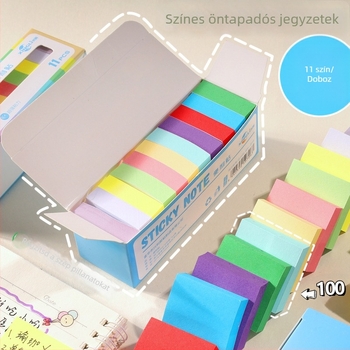 Negyed alakú ragasztós jegyzetek irodai használatra, erős tapadással, 100 oldal, dobozos csomagolás, alapcsomagolás, Student assistant