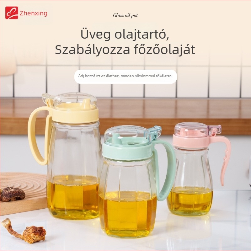 Üvegből készült olajtartó üveg automatikus nyitás-zárás funkcióval, nyomtatott logóval, modern minimalista stílus