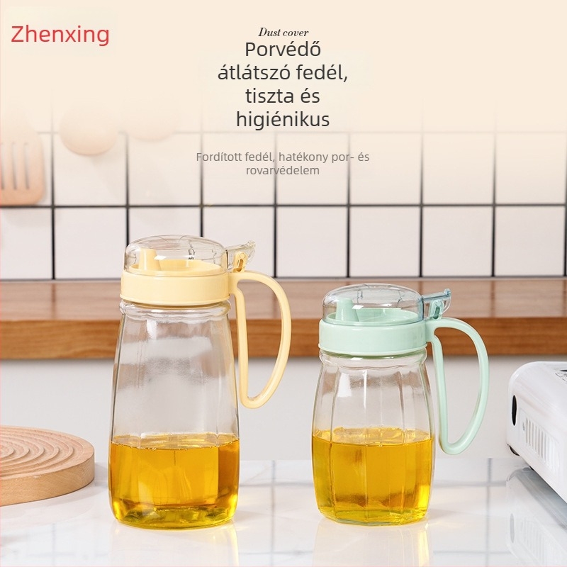 Üvegből készült olajtartó üveg automatikus nyitás-zárás funkcióval, nyomtatott logóval, modern minimalista stílus