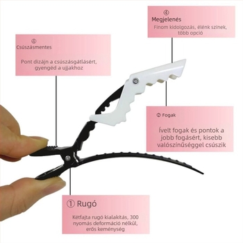 Aligátor hajcsipeszek festéshez és szakaszoláshoz – professzionális szalonklippek