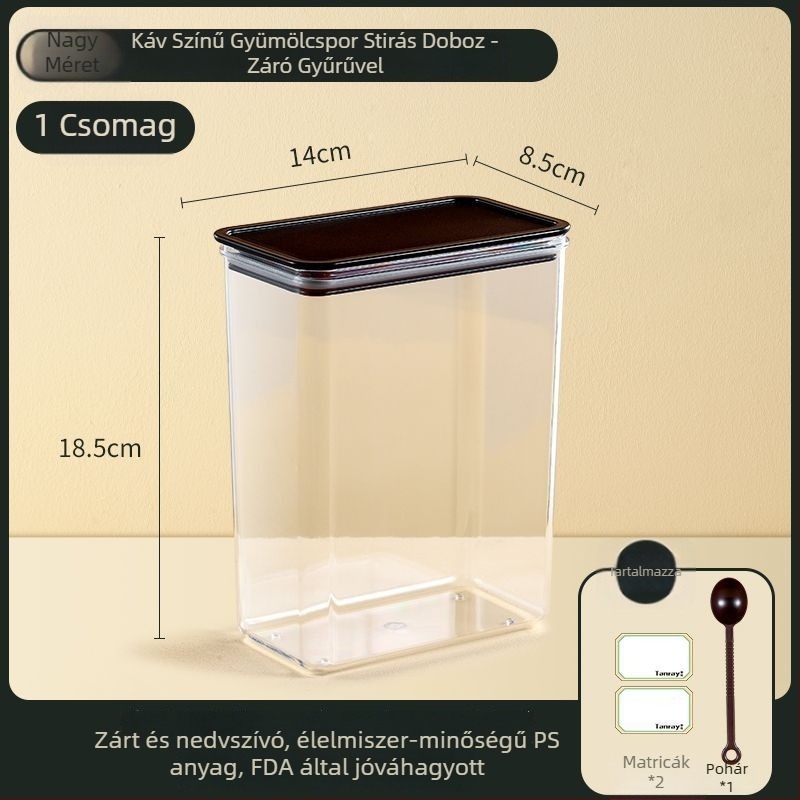 Unique műanyag tároló doboz, koreai stílus, négyzetes formájú, kapacitás legfeljebb 300 ml