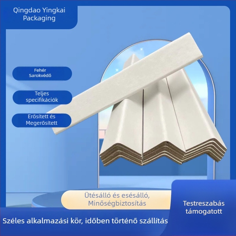 U alakú sarokvédő kraftpapírból, gyártva vágás-kötés extrudációs eljárással, logó nyomtatással