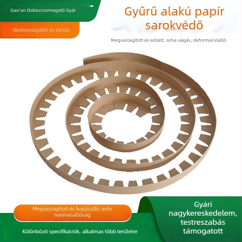 Kör alakú papírsarokvédők kartondobozok és tálcák széleihez, ütközés elleni védelem