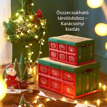 Karácsonyi összecsukható tároló doboz, PP műanyag, 50L, nappali, hálószoba és autó számára, porálló, modell X377-8