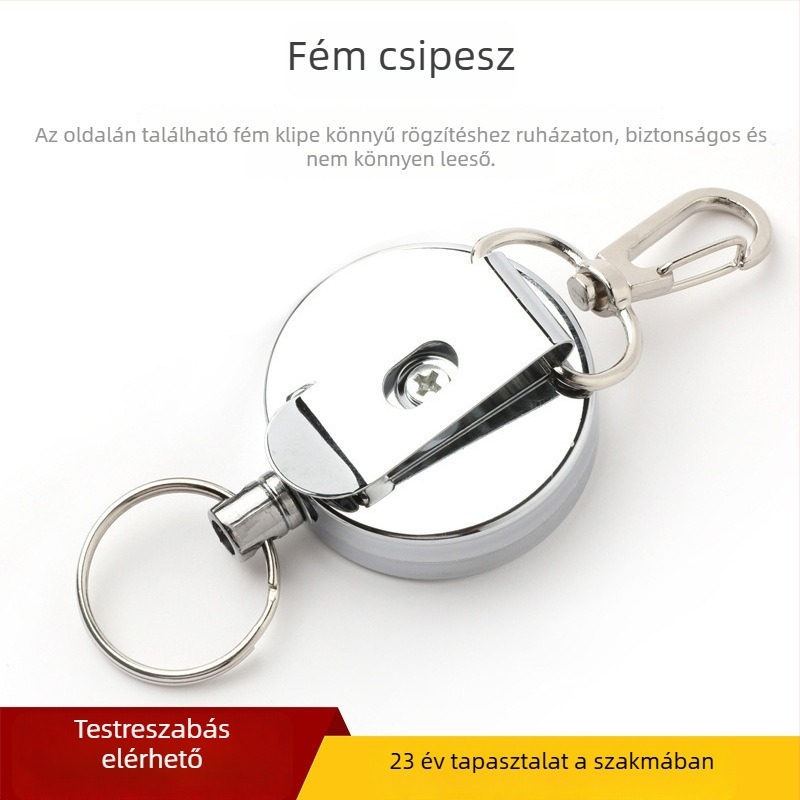 Teleszkópos kulcstartó, teljes fém, kültéri, lopás elleni, D-formájú sík csat 6723, logó nélküli, testreszabható