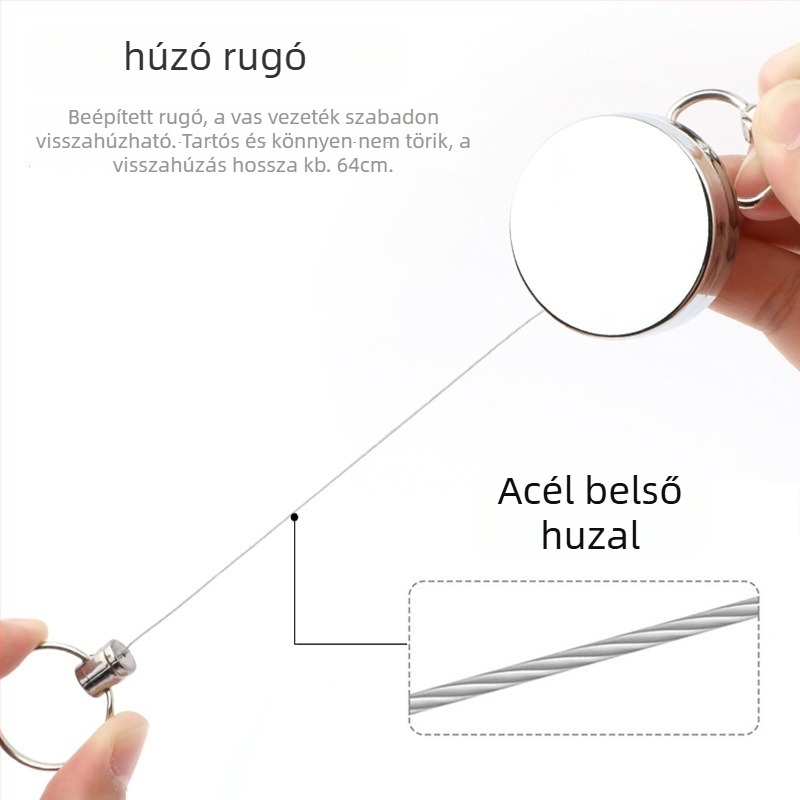 Teleszkópos kulcstartó, teljes fém, kültéri, lopás elleni, D-formájú sík csat 6723, logó nélküli, testreszabható