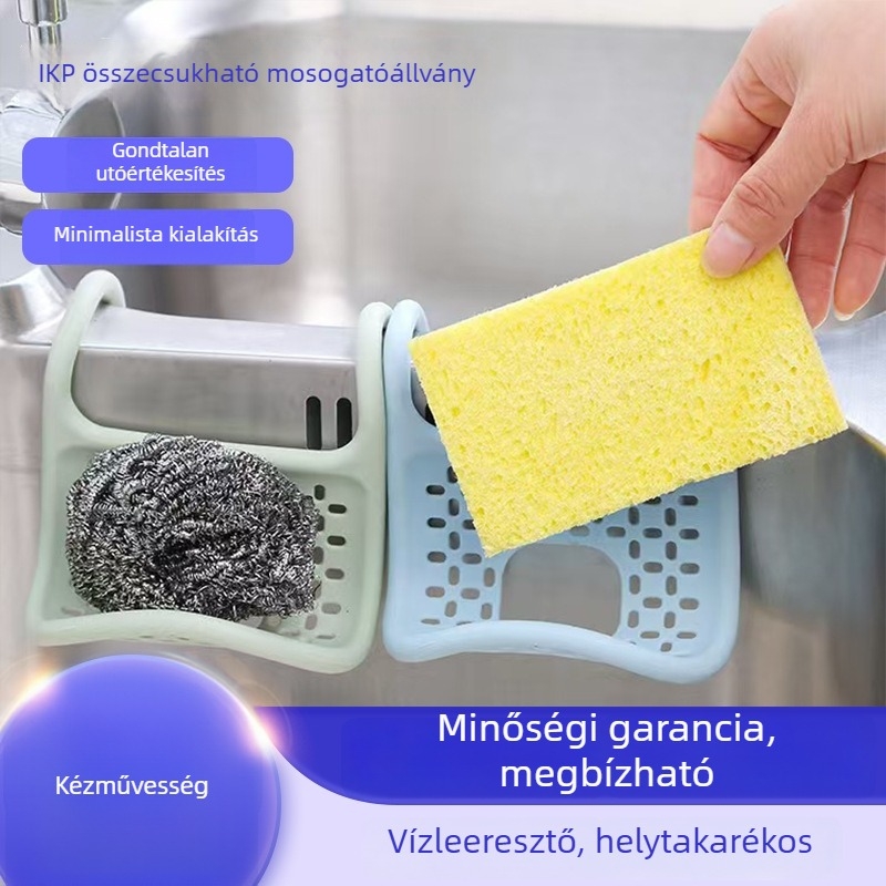 Összecsukható mosogatóállvány – mozgatható, telepítés nélkül, TPR anyagból (szivacs- és kefetartó)