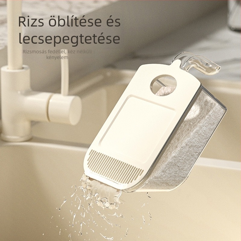 Rizstároló tartály, zárható, nedvesség- és rovarbiztos, ABS műanyag, kapacitás 9–10 L, skandináv stílus