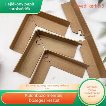 Papírtámasz sarokvédő záras; anyagok: kraft papír és fonott csőpapír; kötési eljárás: kraft papír és fonott csőpapír összeragasztása; logó nyomtatva; Márka: Emily