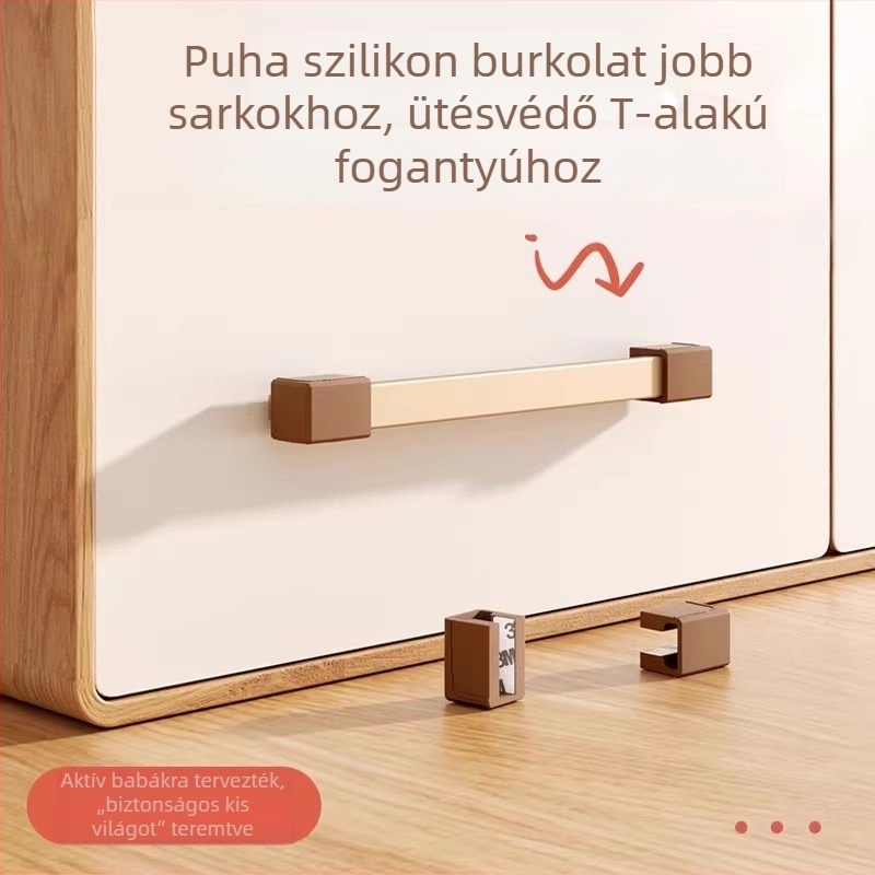 Szilikon sarokvédő bútorokhoz – T-alakú élvédő fiók- és ruhásszekrény fogantyúkhoz, gyermekbiztonság