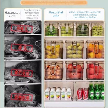 Kétoldalas átlátszó hűtőtároló doboz — élelmiszerbiztos, megőrzi a frissességet, zárt dizájn, gyümölcsök, zöldségek és tojások számára