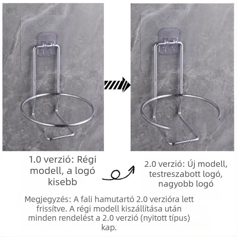 Fali hamutál rozsdamentes acélból, logó nyomtatási lehetőség, perforáció nélküli kivitel