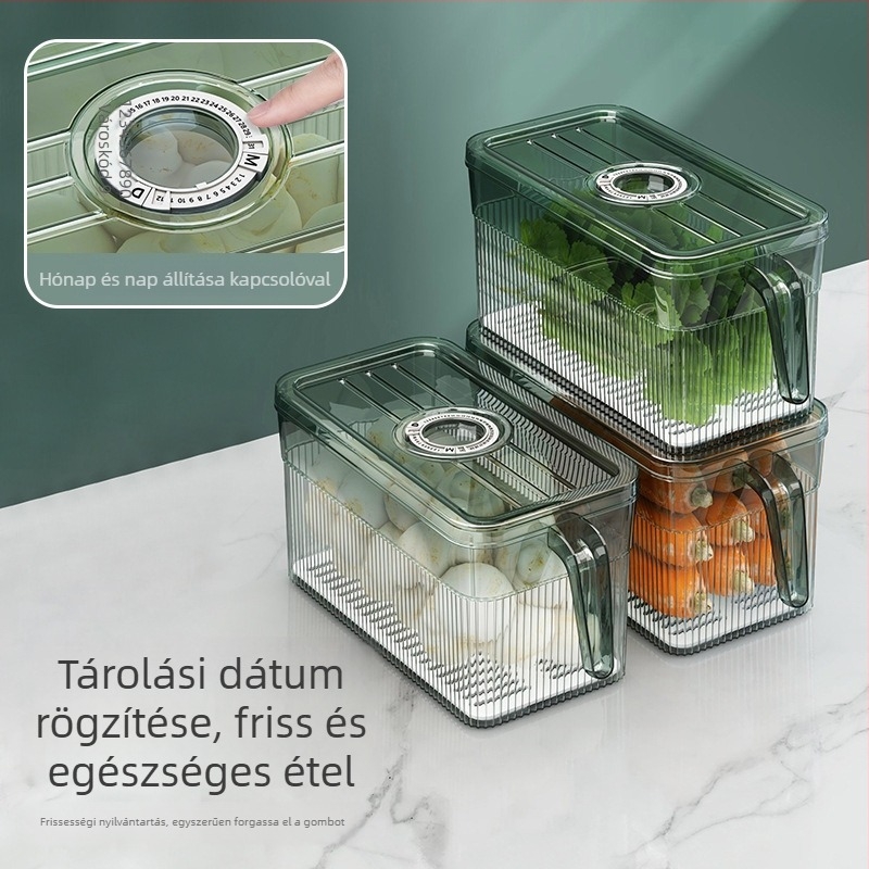 Hűtőszekrény tároló – frissesség megőrzéséért zárható, hordozható és egymásra tehető, PP+PET anyag