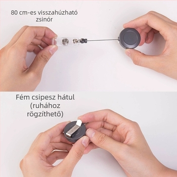 Deli 8309 Kinyújtható badge tartó nyakpánttal, azonosító/hozzáférési kártya tartó, munkajelvény-klipsz