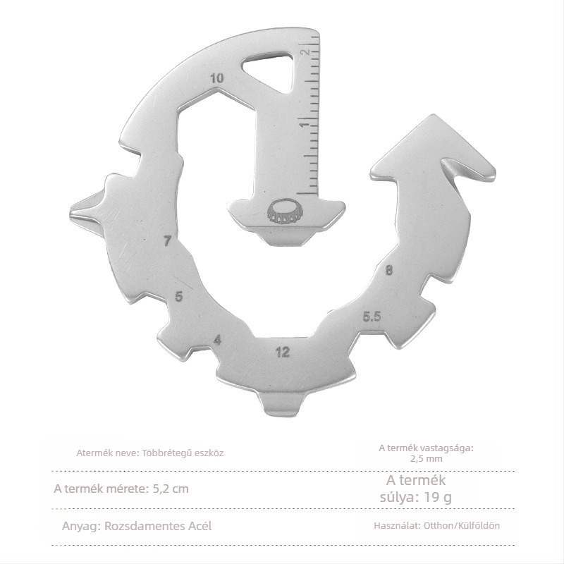 15 az 1-ben EDC eszközkártya — rozsdamentes acél, többfunkciós eszköz kültérre, otthonra és gyűjteménybe