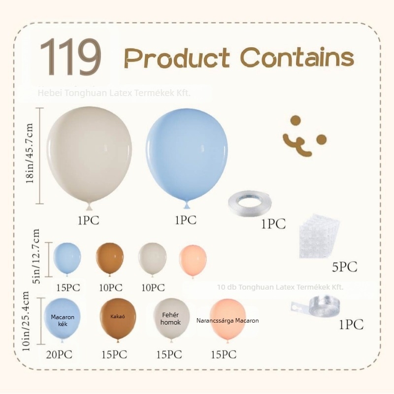 Kör alakú latex balon ív dekorációs készlet (anyag: latex; balon típus: balon készlet; forma: kör; minta: minta nélkül; alkalmazások: születésnapok, esküvők, ünnepek)