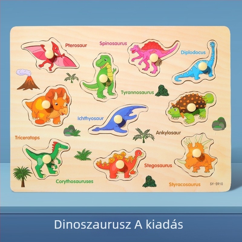 Fából készült, háromdimenziós puzzle-panel gyerekeknek állat- és gyümölcs formákkal, Montessori-stílusú korai nevelés (4–6 évesek; származás Zhejiang; Kategória: illusztrációk és táblák)