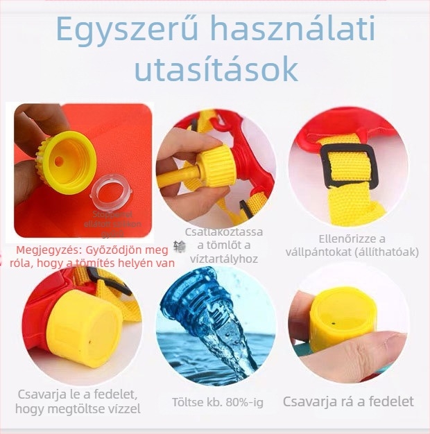 Hátizsákos vízipisztoly - Műanyag játék 4–6 éveseknek, 3C tanúsított