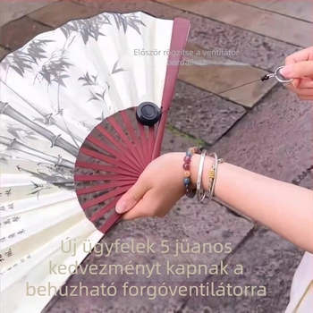 Kinyújtható kulcstartó forgó mini ventilátorral és könnyen húzható csattal