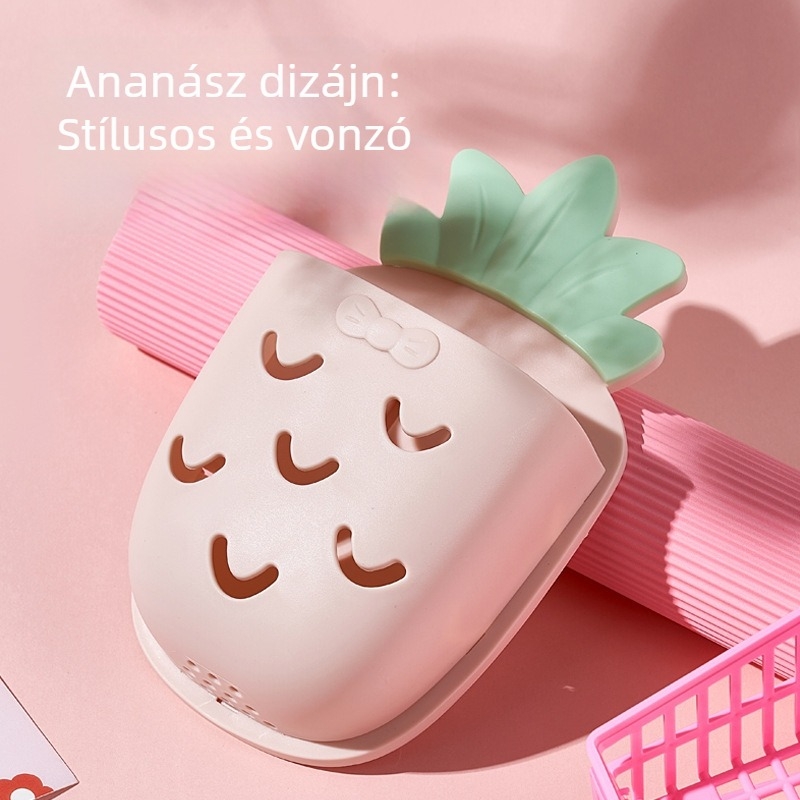 Műanyag ananász mintázatú falra szerelhető tároló, fúrás nélkül, fürdőszobába és a konyhába
