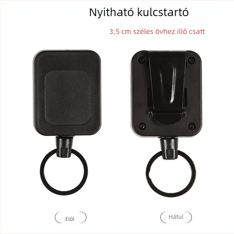 Kültéri visszahúzható kulcstartó nylon zsinórral és négyzet alakú csattal; Jinwang műanyag, könnyen húzható csat, teherbírás 0.1