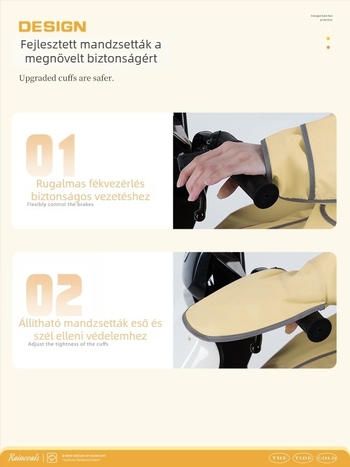 Felnőtt kerékpáros esőponcho, PVC anyag, PU vízálló réteg, egy személy számára