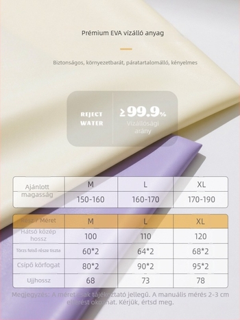 Felnőtt kerékpáros esőponcho, PVC anyag, PU vízálló réteg, egy személy számára