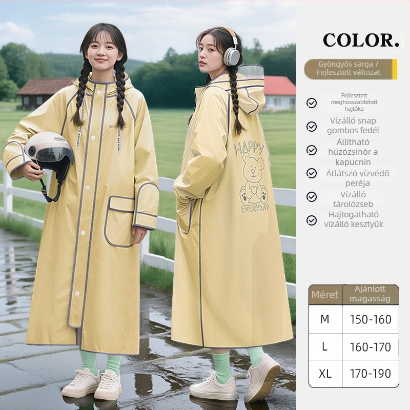 Felnőtt kerékpáros esőponcho, PVC anyag, PU vízálló réteg, egy személy számára