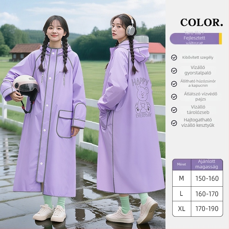 Felnőtt kerékpáros esőponcho, PVC anyag, PU vízálló réteg, egy személy számára