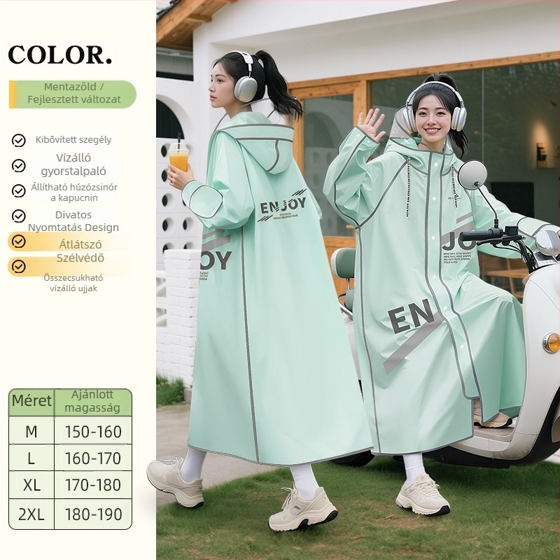 Felnőtt kerékpáros esőponcho, PVC anyag, PU vízálló réteg, egy személy számára