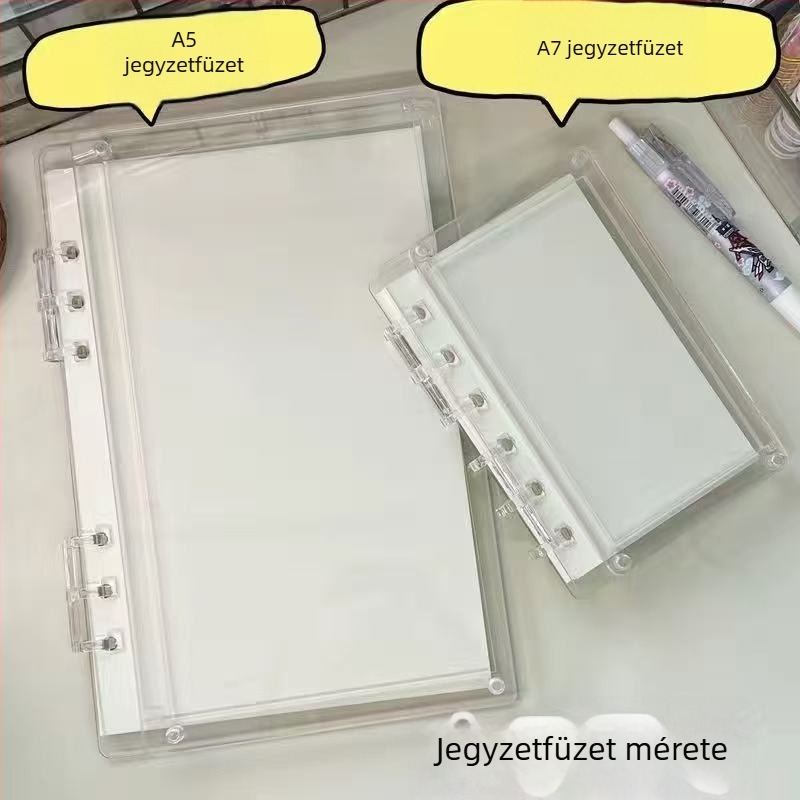 Akril szabad lapozható könyv levehető magokkal, 45 lap, belső oldalak réz papírból, átlátszó dekoratív shaker könyv