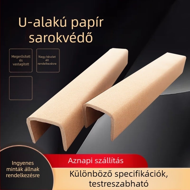 U alakú papírsarokvédő bútorokhoz, ajtókhoz és ablakokhoz; védi a fényképkeretek üveg sarkait; megerősített karton sarokvédő