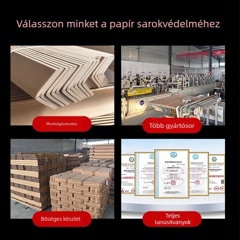 U alakú papírsarokvédő bútorokhoz, ajtókhoz és ablakokhoz; védi a fényképkeretek üveg sarkait; megerősített karton sarokvédő
